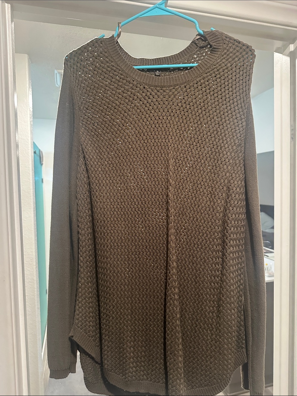 Women's Textured Crewneck Sweater in Brown